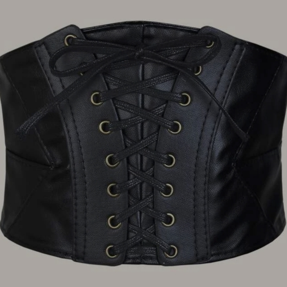 Black Corset Belt Faux Leather